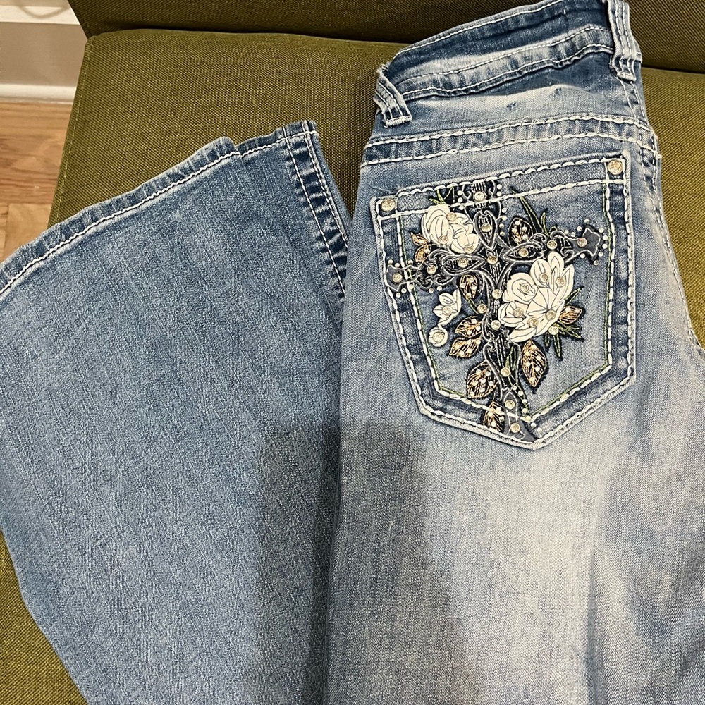 Embroidered Blue Jeans